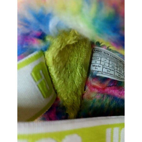 UGG Fluff Yeah Slide Slippers Women's Size 3 Multi Color Tie-Dye Faux Fur - Picture 5 of 7